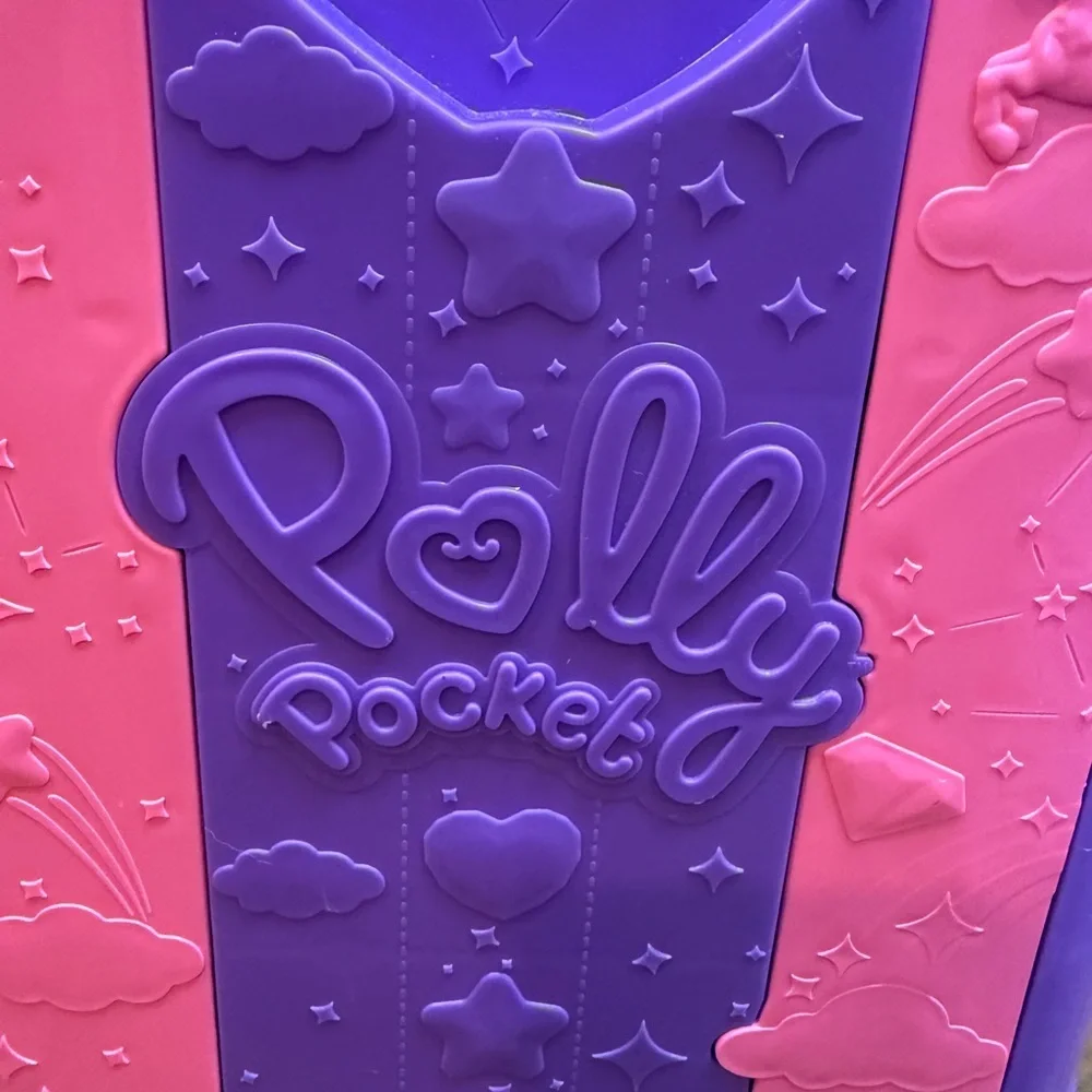 Mattel Pink Polly Pocket Unicorn Party Rolling Case Resort with Purple Handle